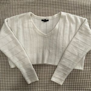 Knit White Sweater Crop-Top